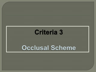 Criteria 1 Location and extent of edentulous area(s)