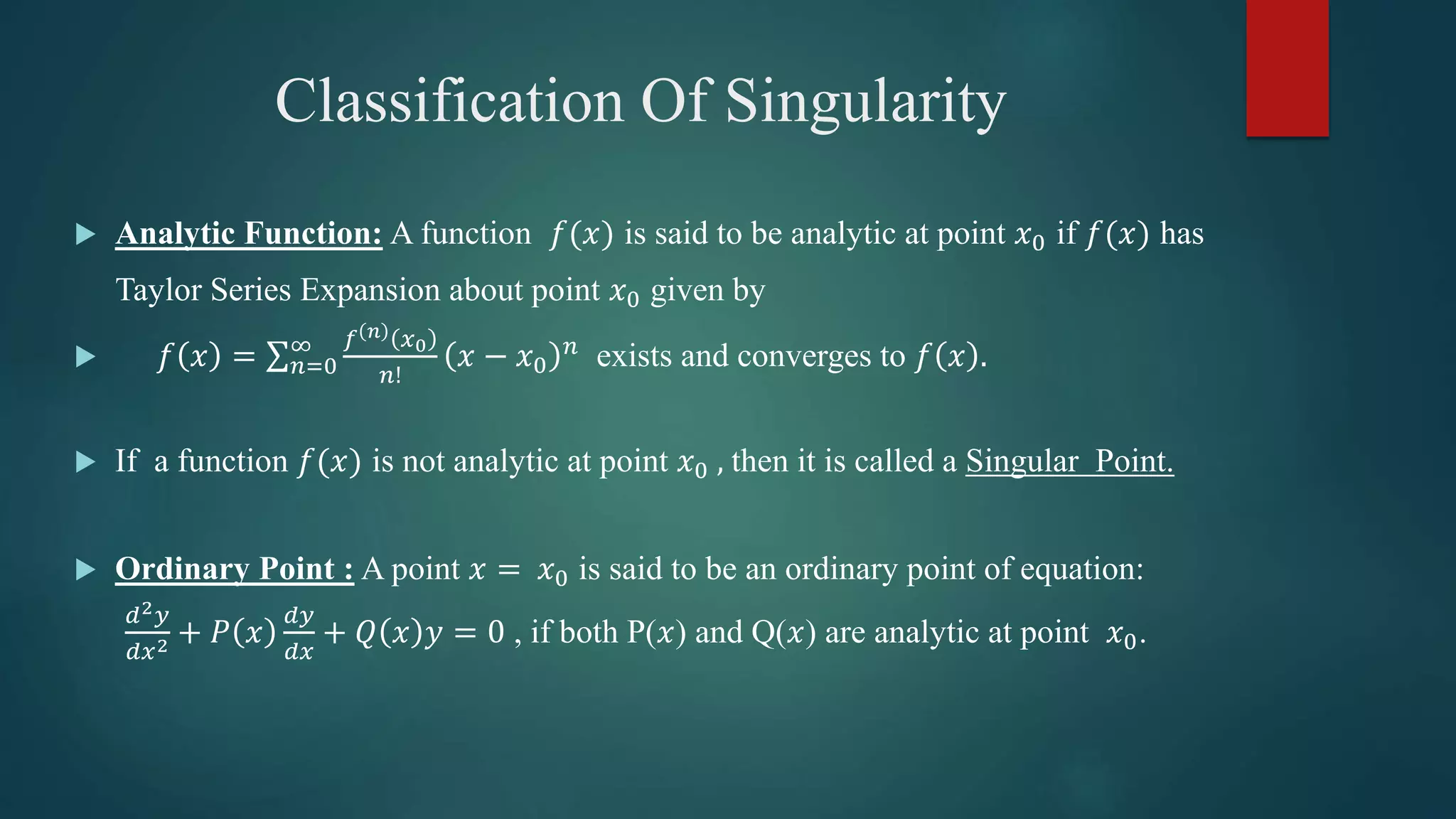 Classification of singularity | PPTX