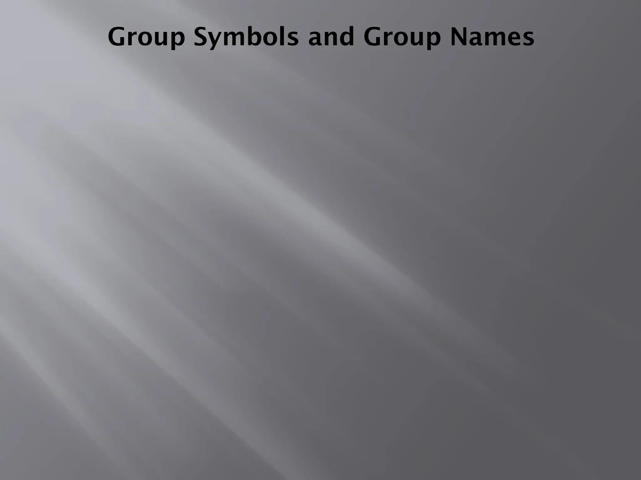 Group Symbols and Group Names
 