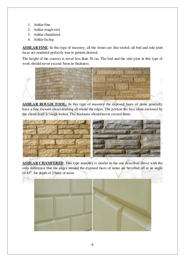 Classification of stone masonry(interior design student work)