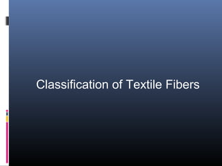 Classification of Textile Fibers
 