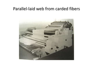 Parallel-laid web from carded fibers
 