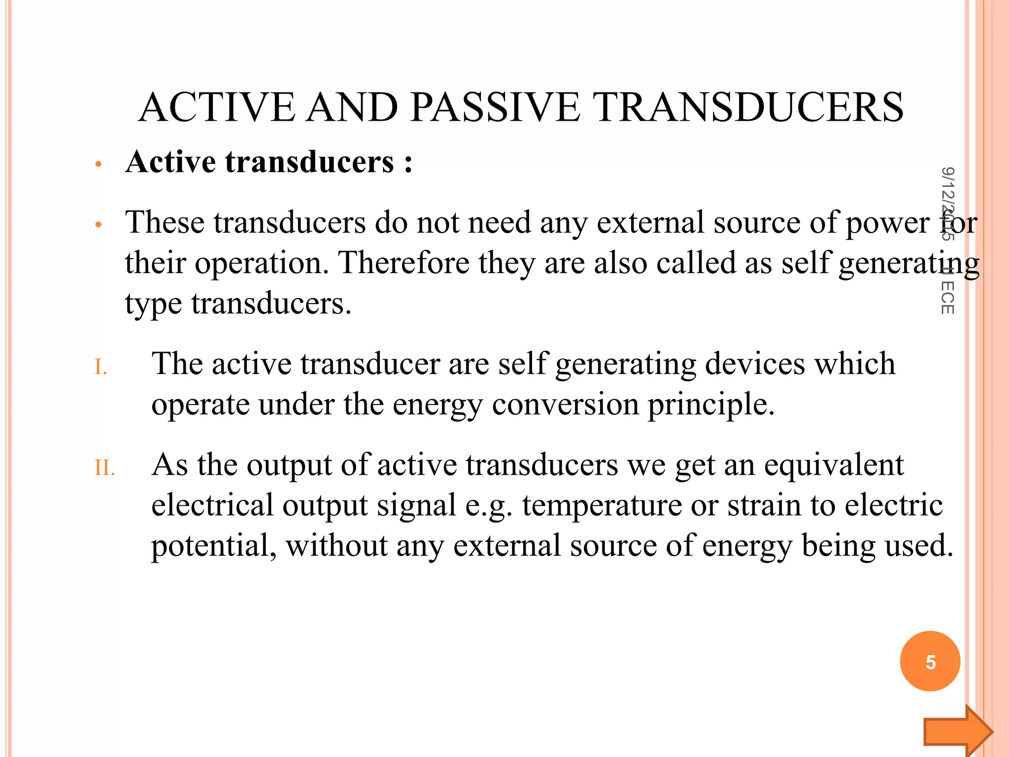 Classification of transducer PPT