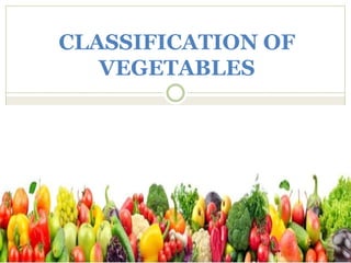 CLASSIFICATION OF
VEGETABLES
 