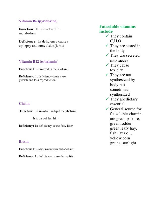 Classification of vitamins