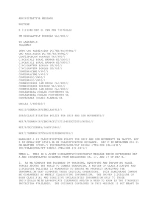 Classification policy for ship and ssn movements | PDF