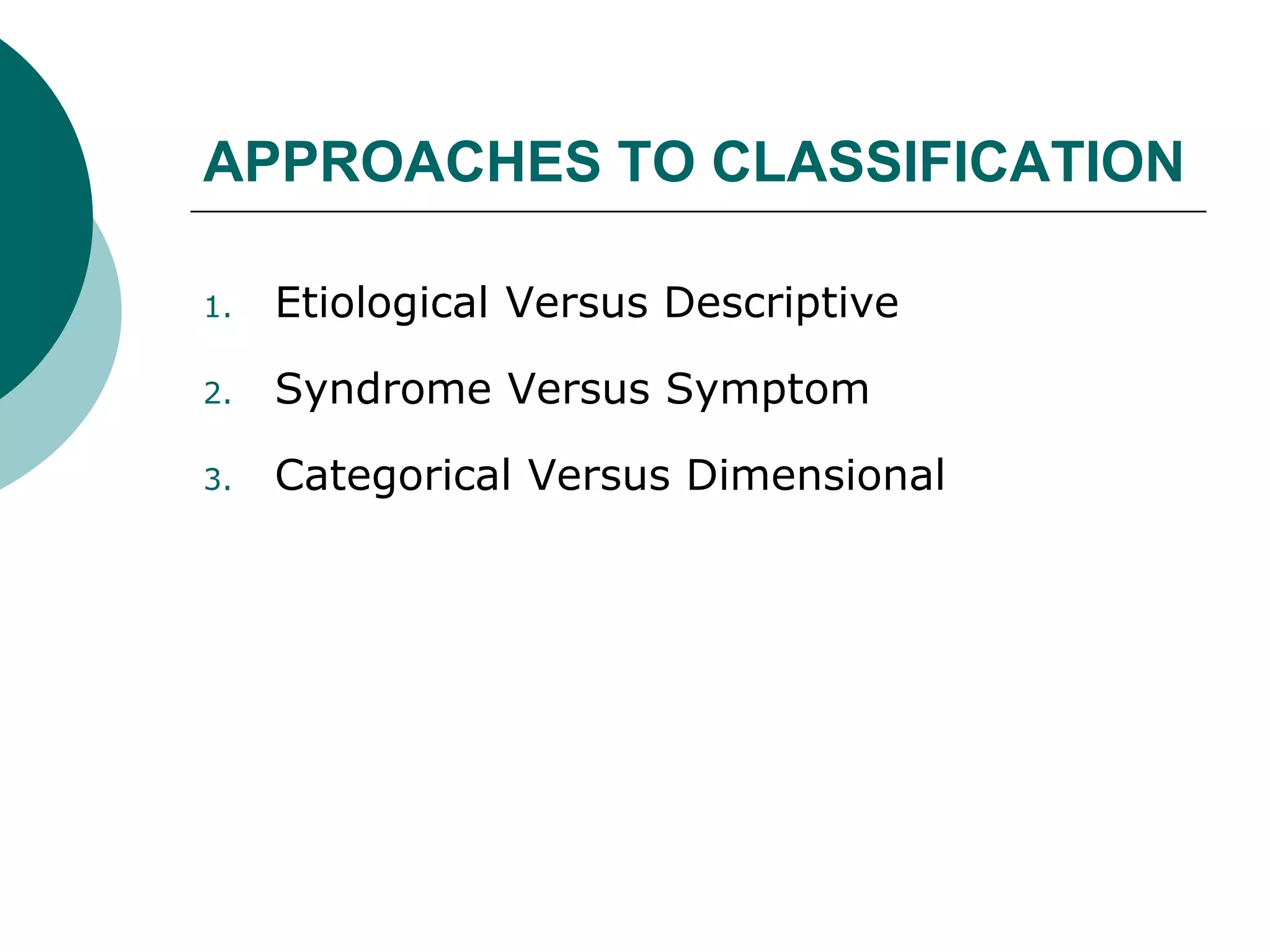 Classification of psychiatric disorders