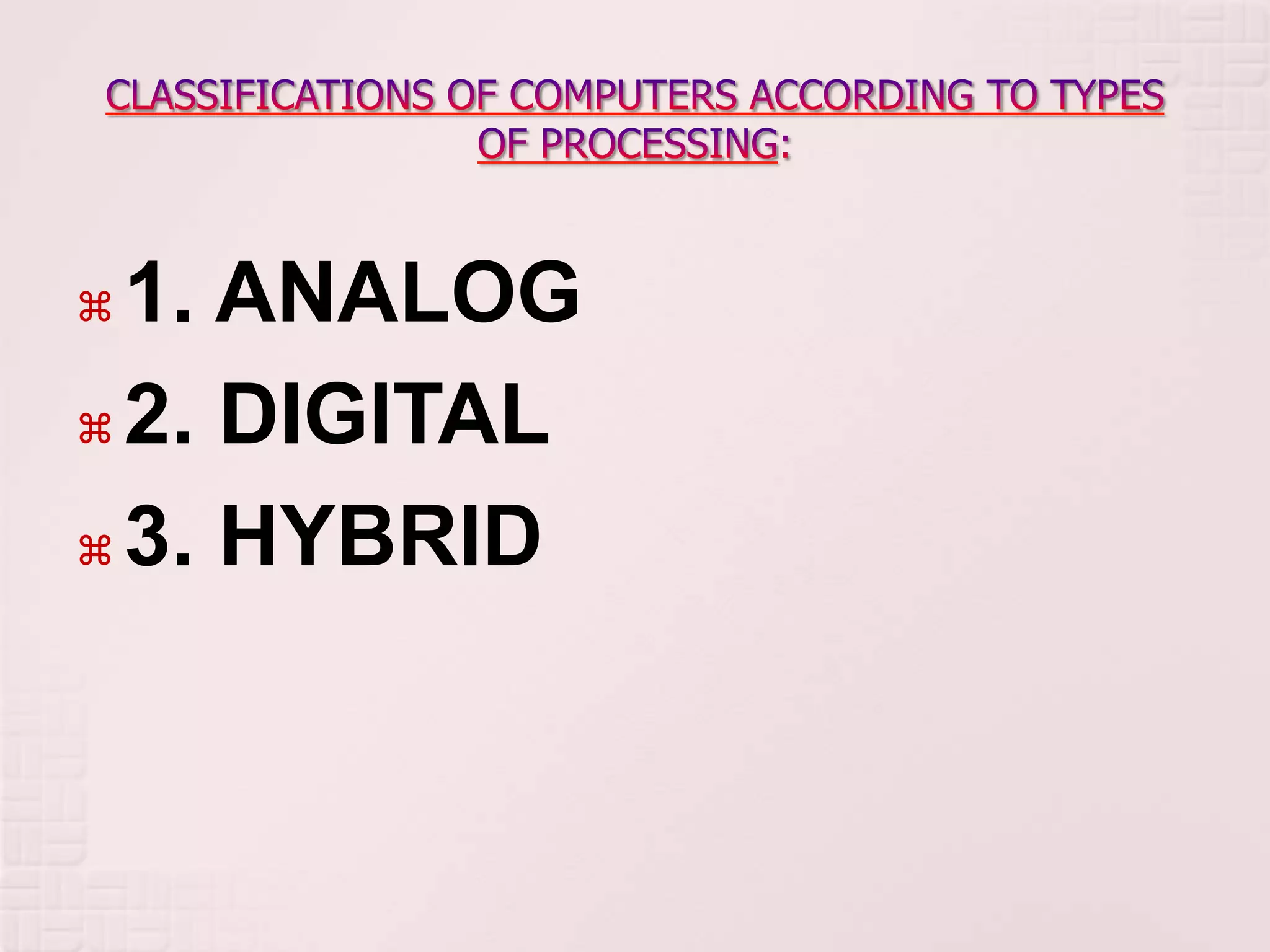  1. ANALOG
 2. DIGITAL
 3. HYBRID
 