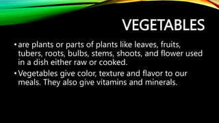 Classifications Of Vegetables Pptx Classifications Of Vegetables Pptx