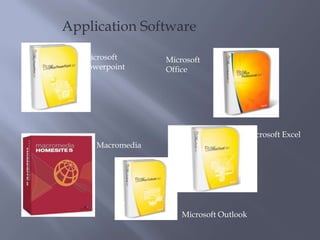 Application SoftwareMicrosoft PowerpointMicrosoft OfficeMicrosoft ExcelMacromediaMicrosoft Outlook