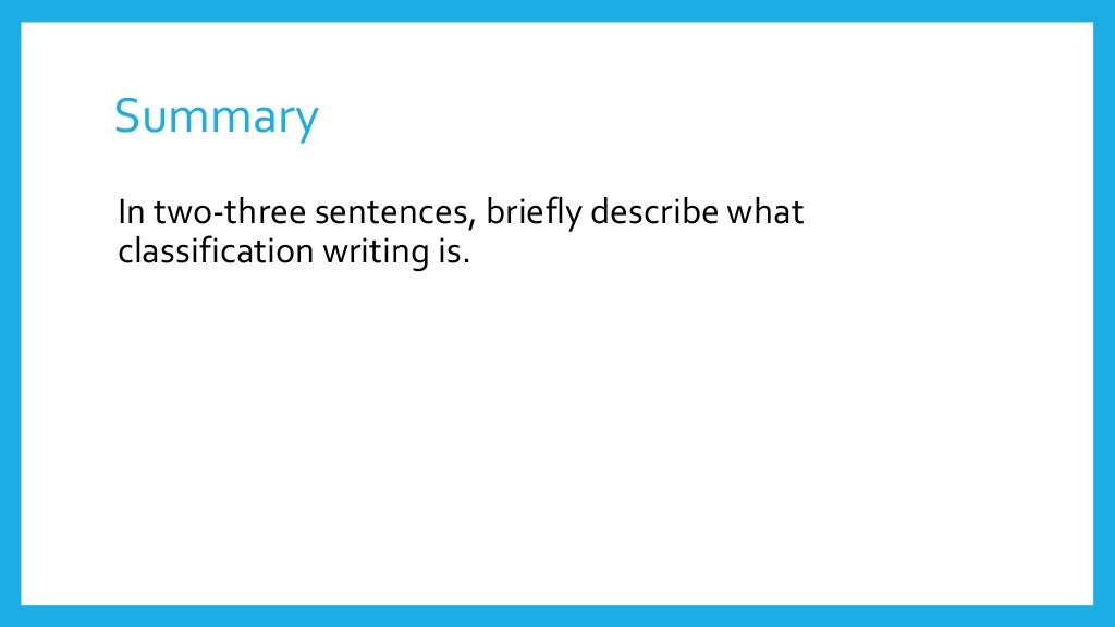 Classification Writing