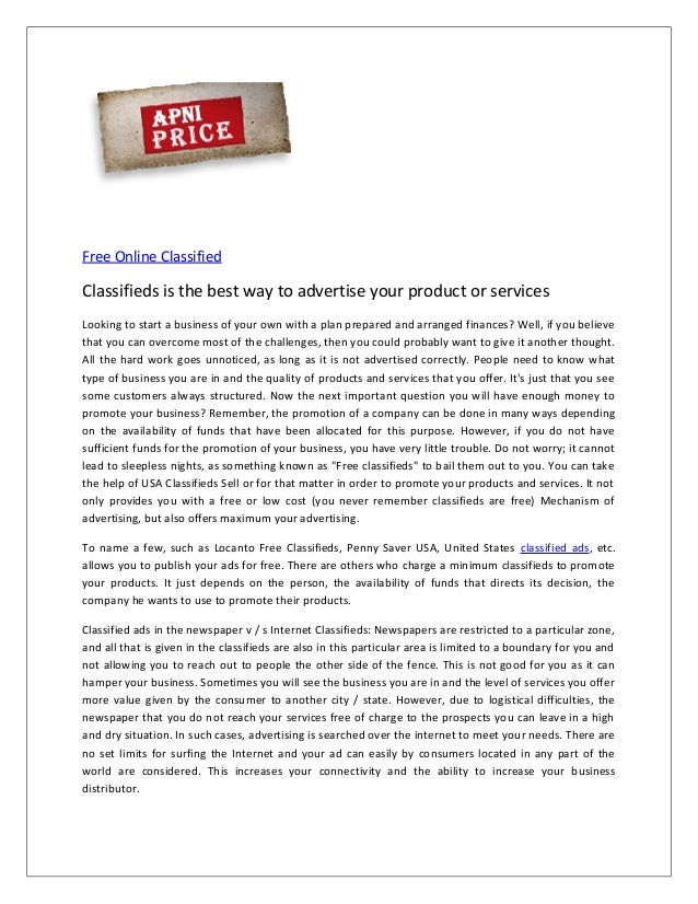 classifieds is the best way to advertise your product or services where to advertise services for free