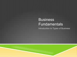Business
Fundamentals
Introduction to Types of Business

 