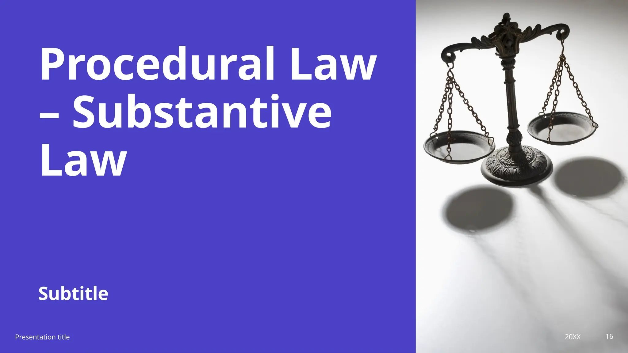 Procedural Law
– Substantive
Law
Subtitle
Presentation title 20XX 16
 