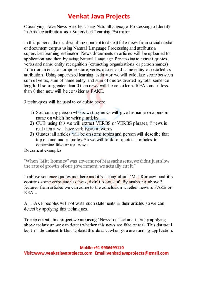 Classifying fake news articles using natural language processing to ...