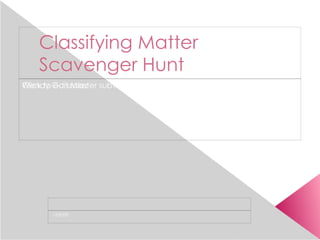 Classifying Matter Scavenger Hunt Wendy Gonzalez 