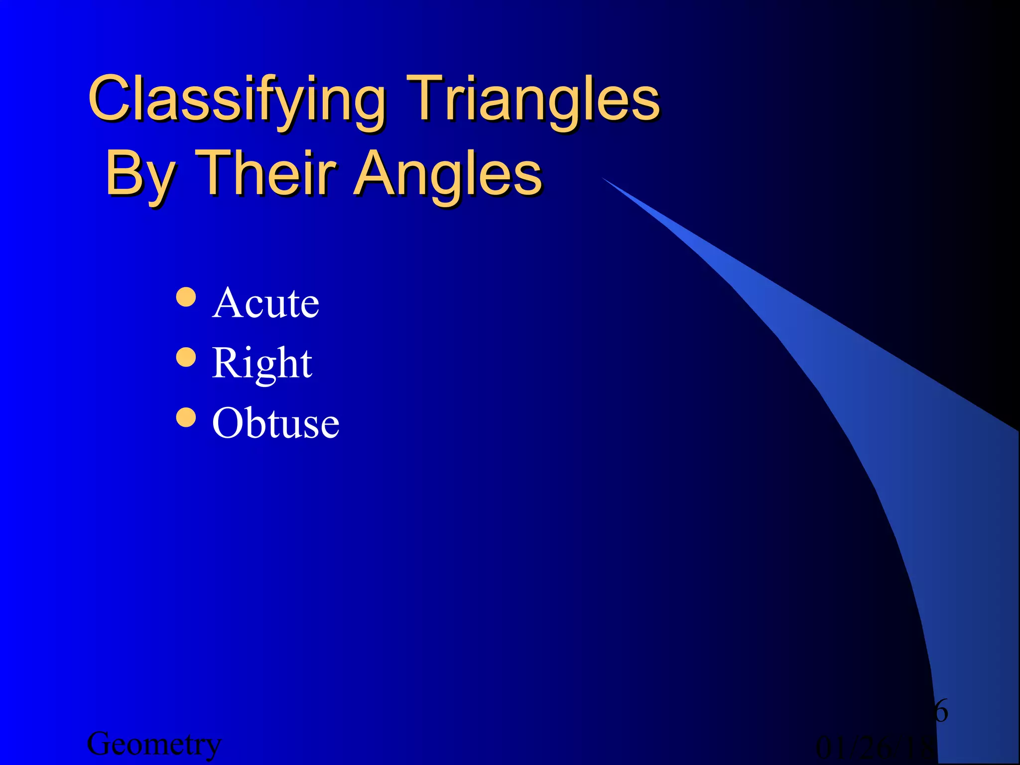 Classifying triangles (geometry) | PPT