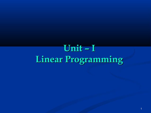 Introduction to Linear Programming | PPT