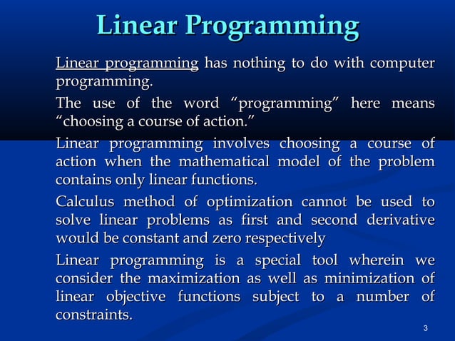 Introduction to Linear Programming | PPT | Programming Languages ...