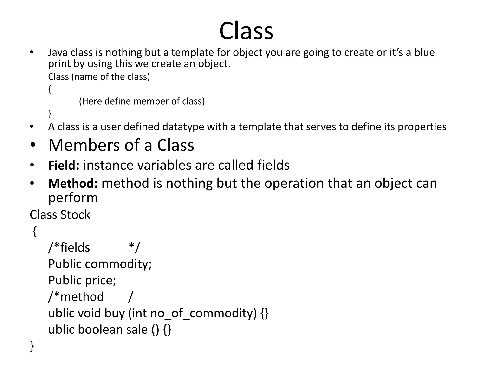 Class introduction in java | PPT