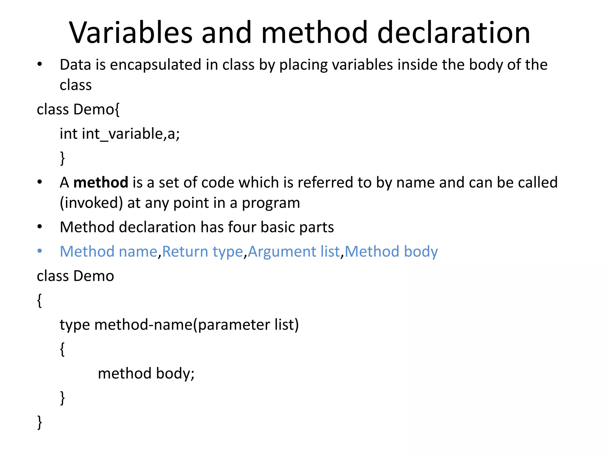 Class introduction in java | PPT