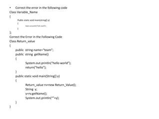 Class introduction in java | PPT