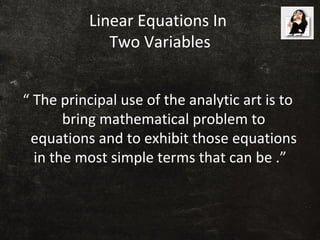 CLASS 9 LINEAR EQUATIONS IN TWO VARIABLES PPT | PPT
