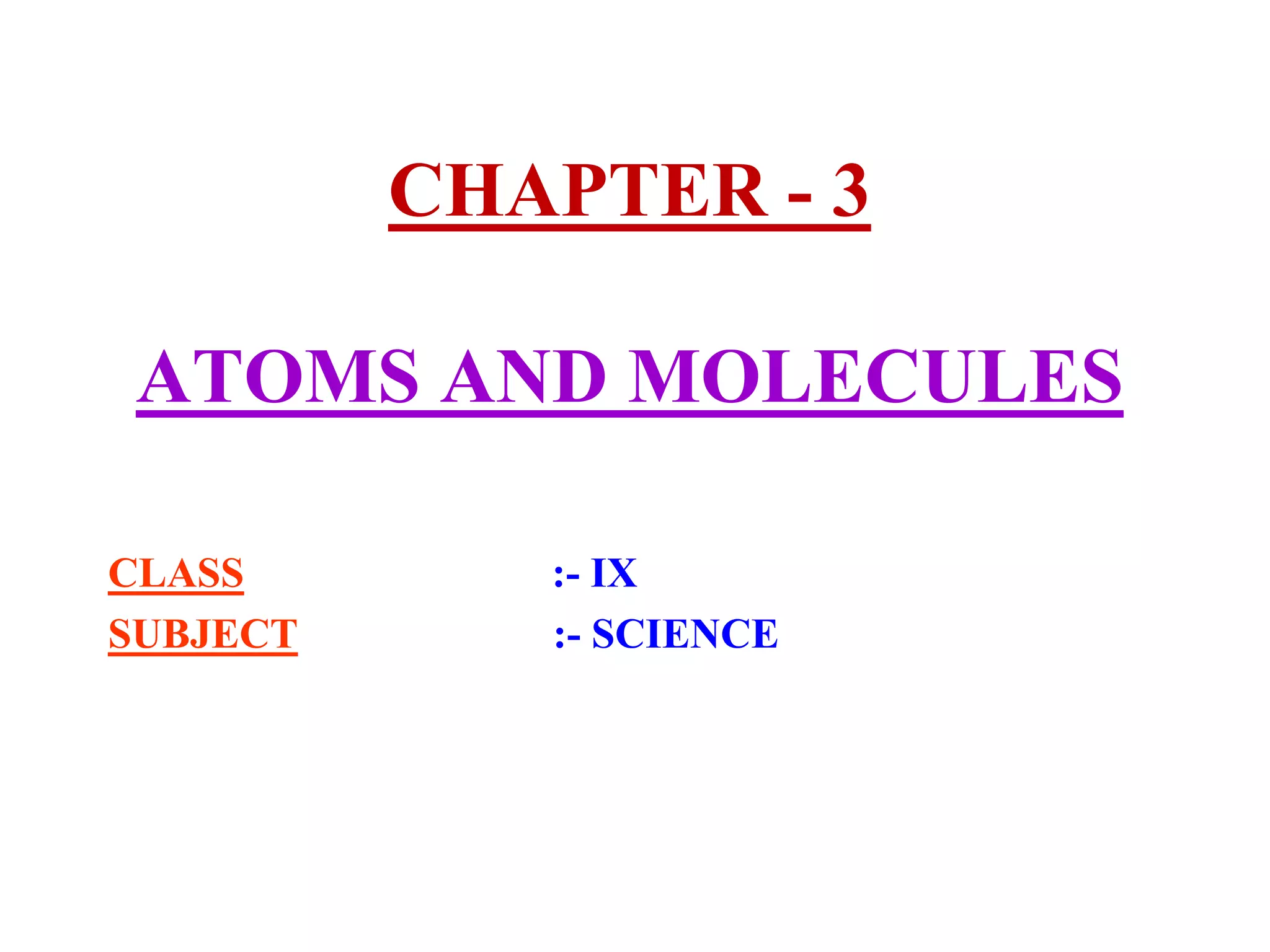 Class IX science Ch 3 | PDF | Chemistry | Science