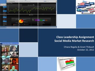Class Leadership Assignment
Social Media Market Research
      Chiara Regalia & Grant Thibault
                    October 22, 2012




                                    1
 