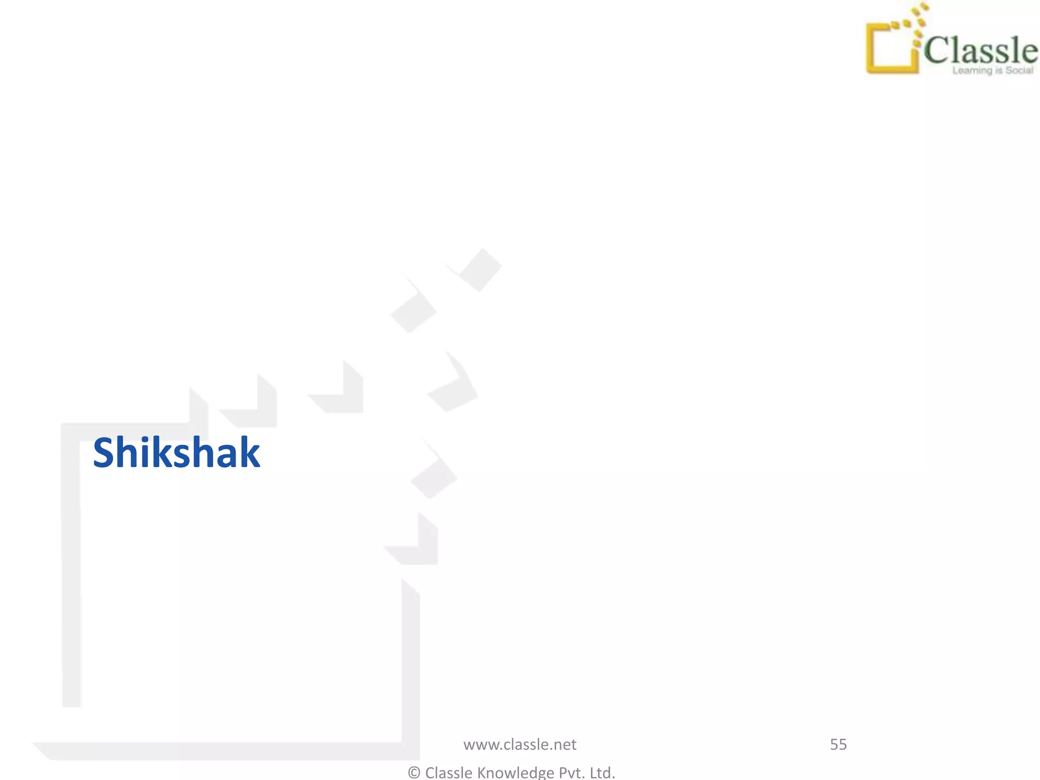 Shikshak




                  www.classle.net          55
           © Classle Knowledge Pvt. Ltd.
 