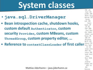 Mattias Jiderhamn – java.jiderhamn.se
System classes
• java.sql.DriverManager
• Bean introspection cache, shutdown hooks,
...