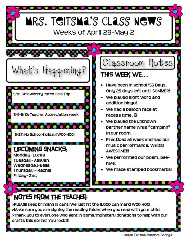 class newsletter