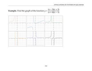 APPLICATIONS OF SYSTEMS OF EQUATIONS
Example. Find the graph of the function y =
(x − 3)(x + 2)
(x + 4)(x − 1)
310
 