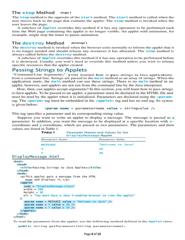Class notes(week 10) on applet programming | PDF