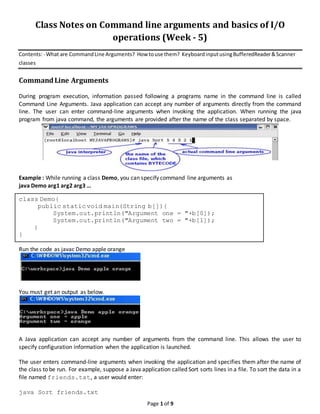 Class notes(week 5) on command line arguments | PDF