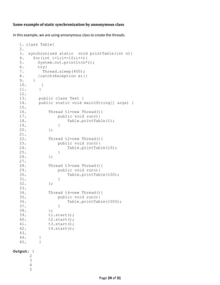 Class notes(week 9) on multithreading | PDF