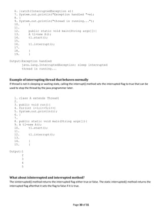 Class notes(week 9) on multithreading | PDF