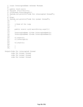 Class notes(week 9) on multithreading | PDF