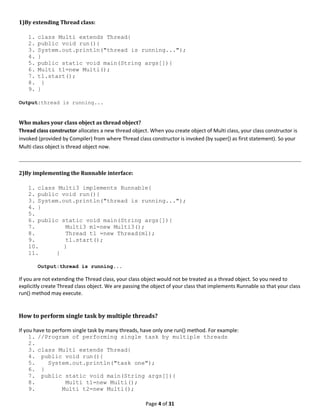 Class notes(week 9) on multithreading | PDF