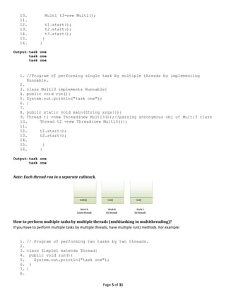 Class notes(week 9) on multithreading | PDF