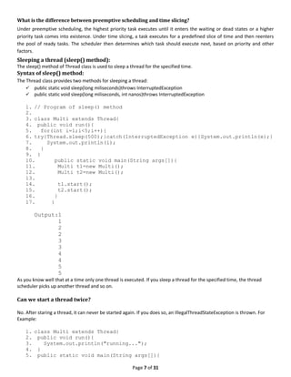 Class notes(week 9) on multithreading | PDF