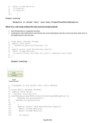 Class notes(week 9) on multithreading | PDF