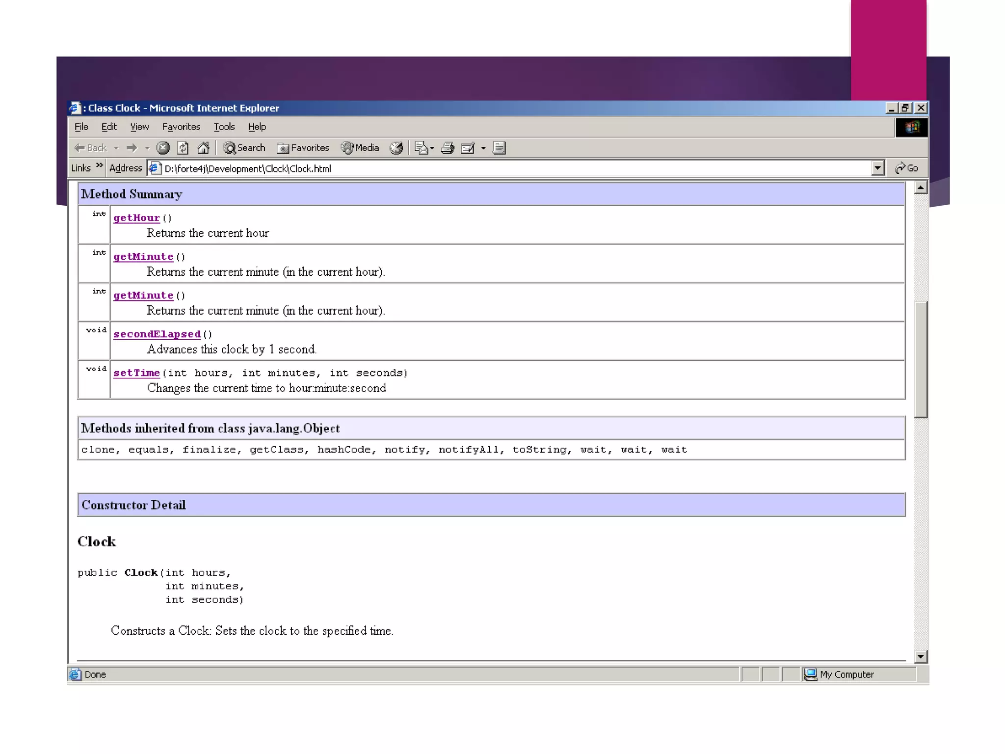 Clock javadoc - page 2 