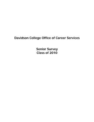 Davidson College Office of Career Services
Senior Survey
Class of 2010

 