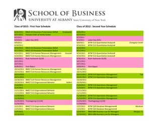 2013-2014 Class Schedules MBA Programs | PPT