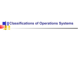 Classifications of Operations Systems

 