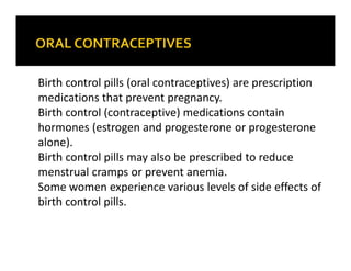 Class oral contraceptives | PDF