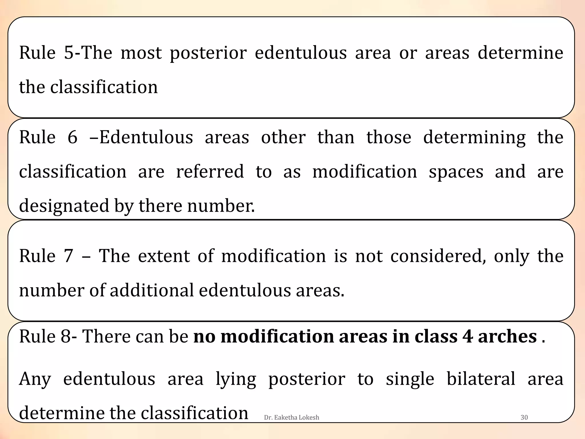 Classification systems for partially edentulous arches | PPTX