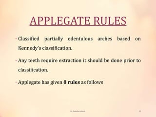 Applegate's Rules.pdf Classification systems for partially edentulous arches | PPTX