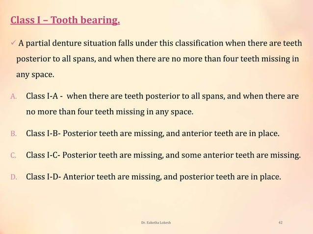 Classification systems for partially edentulous arches | PPTX | Dental ...